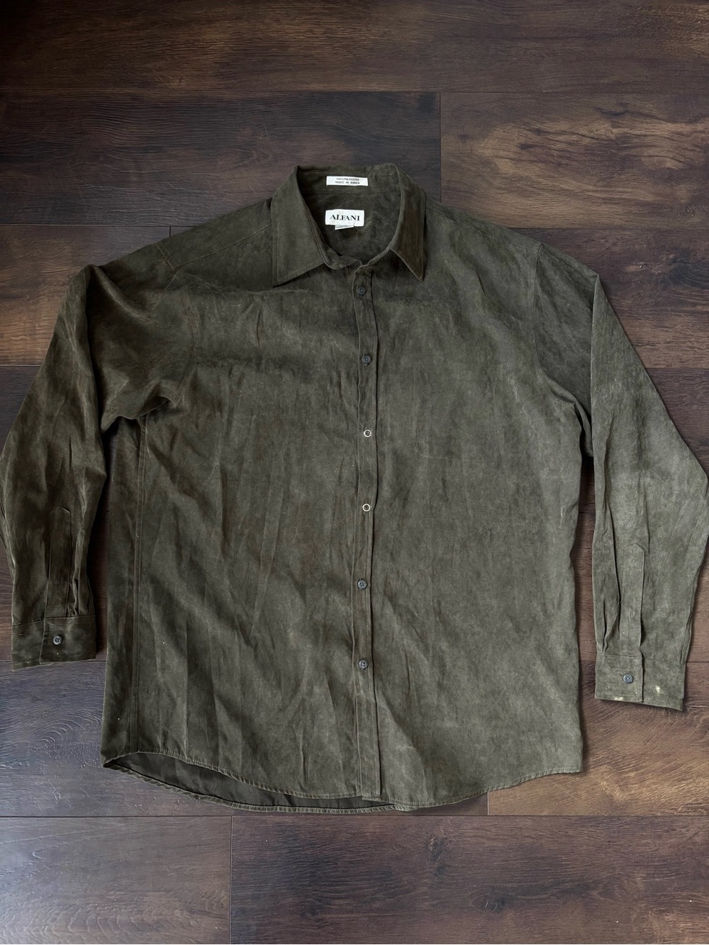 Alfani Faux Suede Button Up Shirt Men’s Large Brown